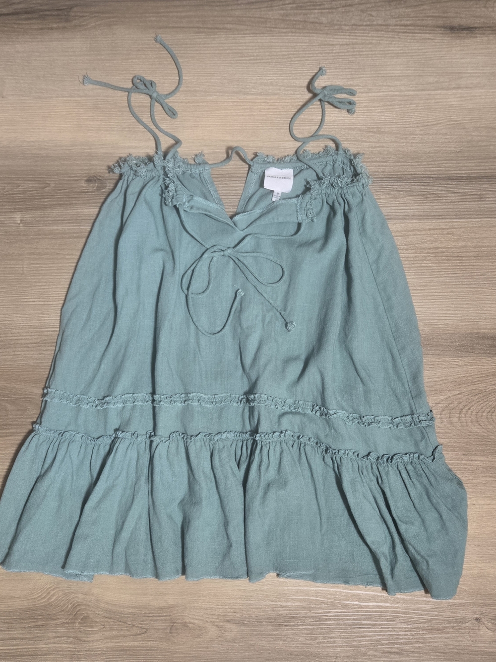 Light Teal Tiered Spaghetti Strap Dress